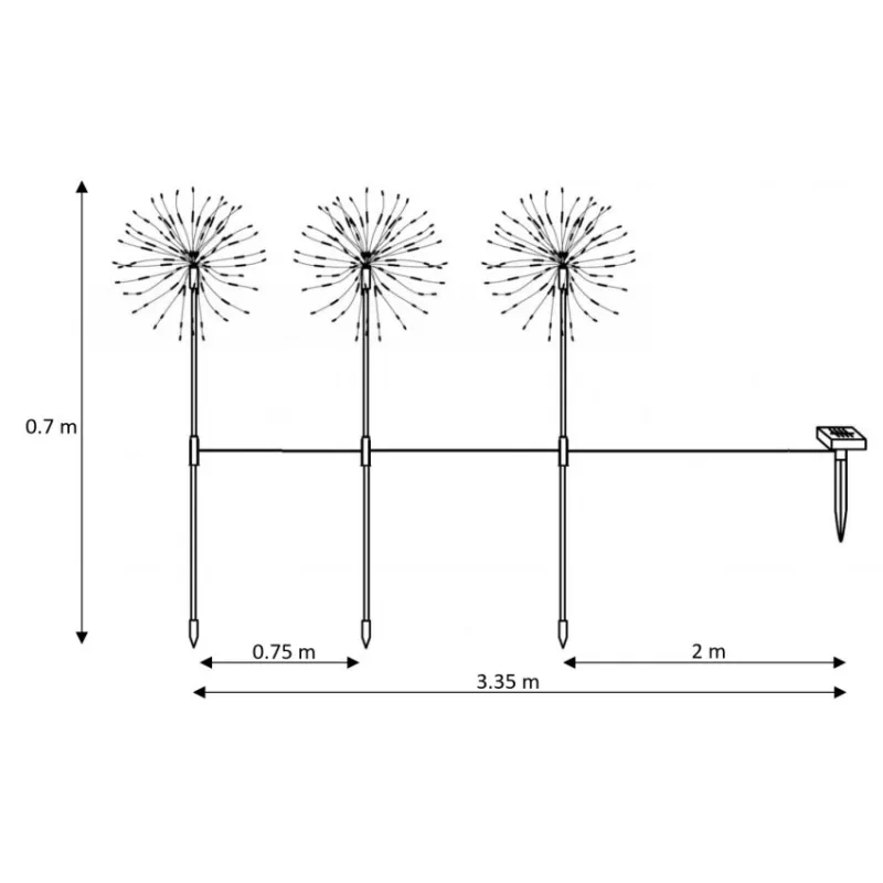 Kit 3 piquets solaire lumineuse led décoration blanc chaud 3000k