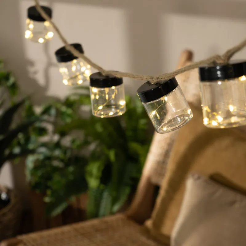 Guirlande solaire 2m lumineuse led décoration blanc chaud 3000k