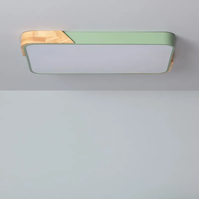 Plafonnier led 30w cct-40cm-3000k-4000k-6000k bois et métal vert