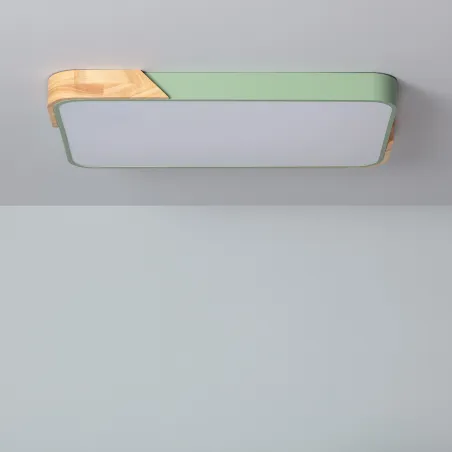 Plafonnier led 30w cct-40cm-3000k-4000k-6000k bois et métal vert