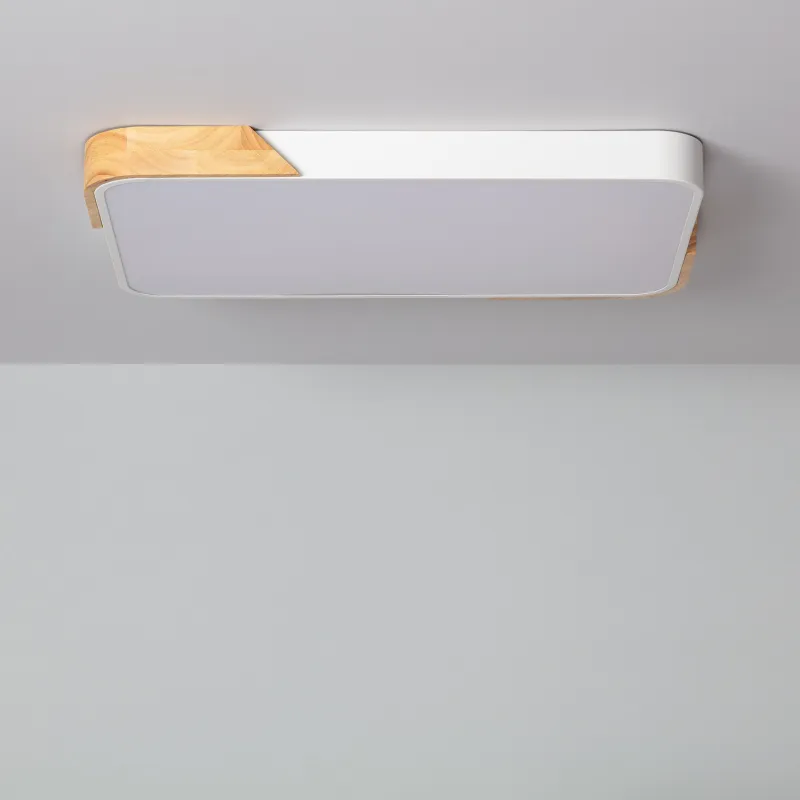 Plafonnier led 30w cct-40cm-3000k-4000k-6000k bois et métal blanc