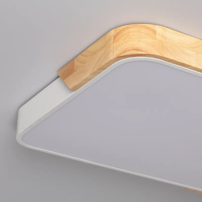 Plafonnier led 30w cct-40cm-3000k-4000k-6000k bois et métal blanc