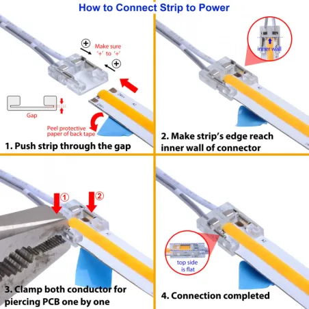 Connecteur pour ruban led 24v-ligne cob continu 8mm