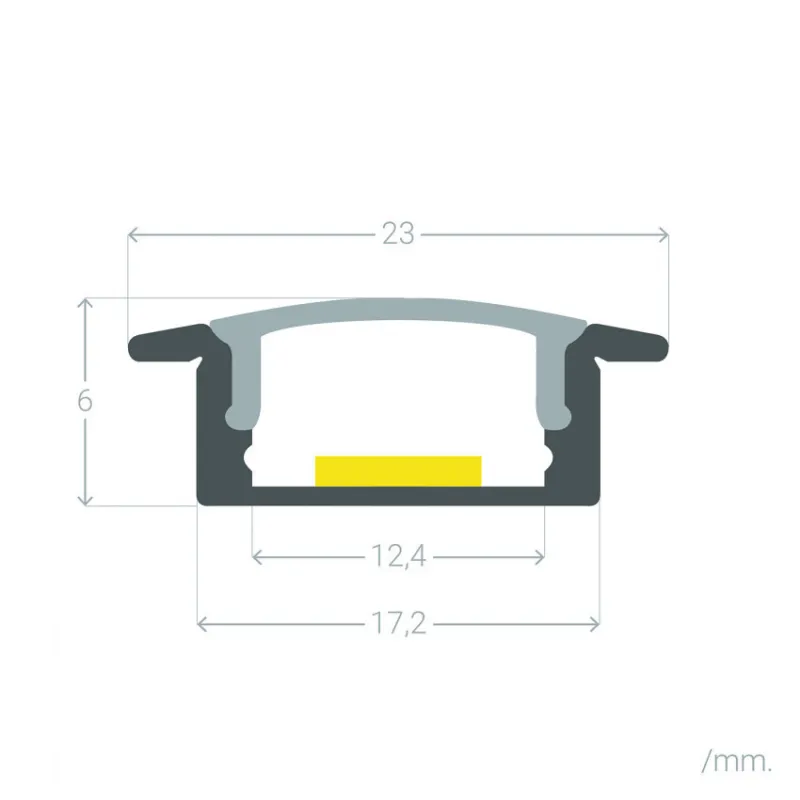 Profilé Aluminium a56 avec diffuseur Continu pour Ruban LED