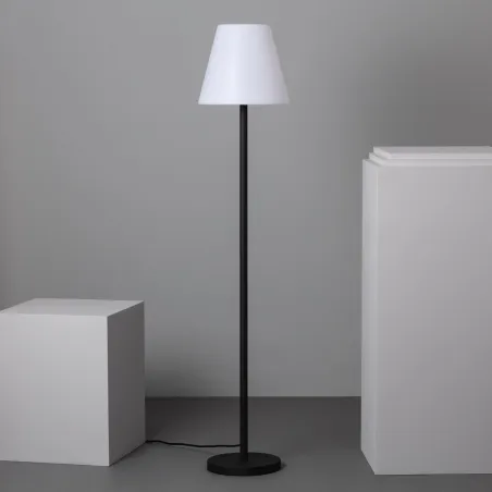 Lampadaire a poser extérieur aluminium noir ip65 double douille culot e27