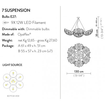 Lampe suspendue culot e27 suspension Veli 7 SLAMP