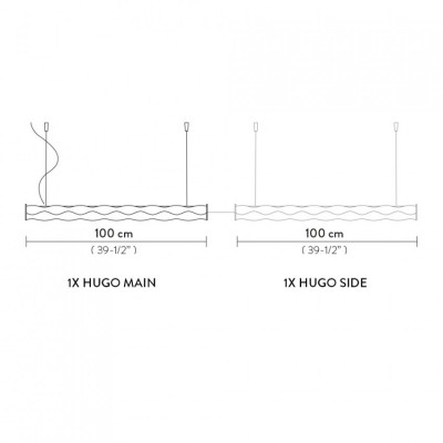Lampe suspendue led 80w suspension barre Hugo system 4 SLAMP