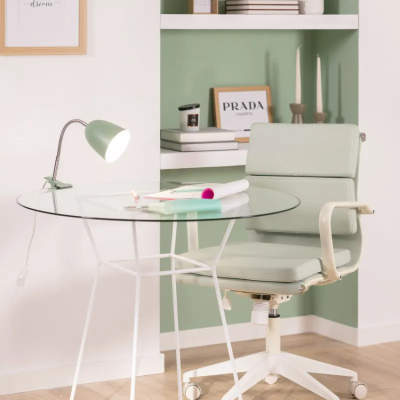 Lampe a pince de table bureau enfant vert-blanc-noir ampoule led E14