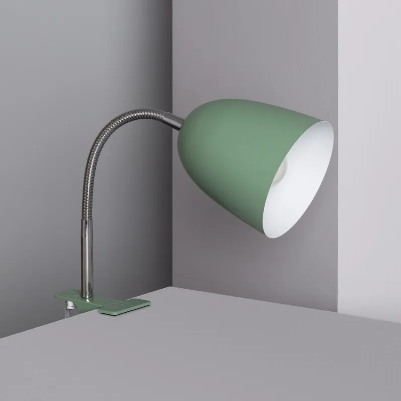 Lampe a pince de table bureau enfant vert-blanc-noir ampoule led E14