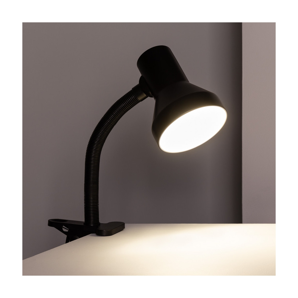 Lampe de bureau LED à pince en métal noir OCTANT 