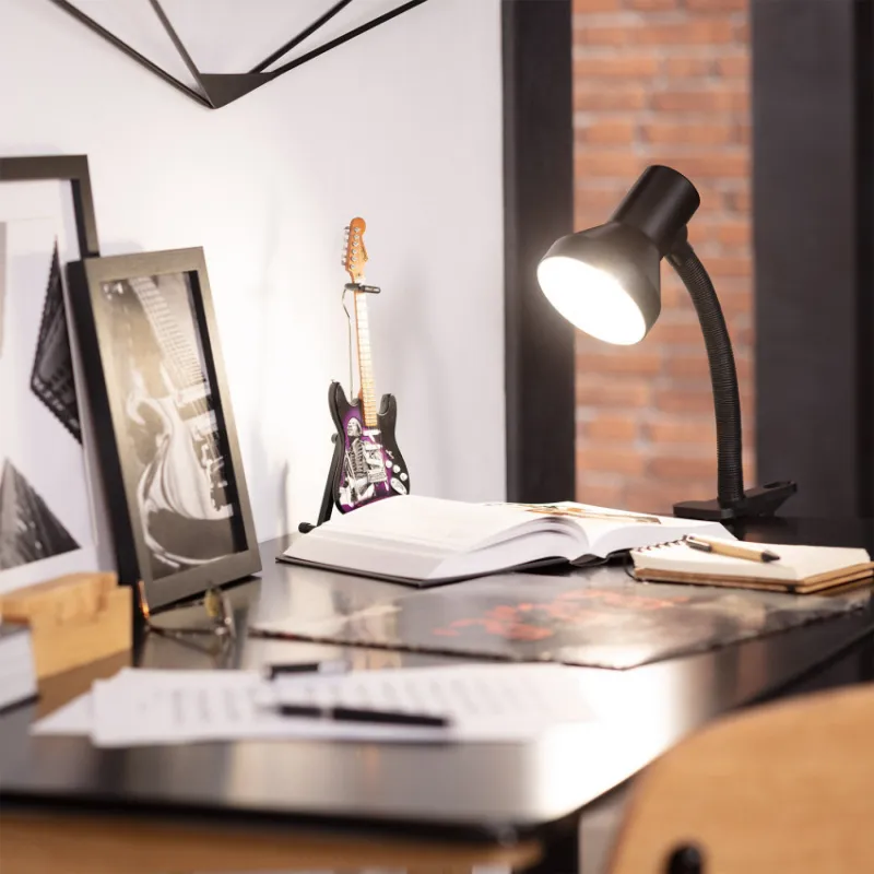 Lampe a pince noire de table bureau enfant ampoule led E27