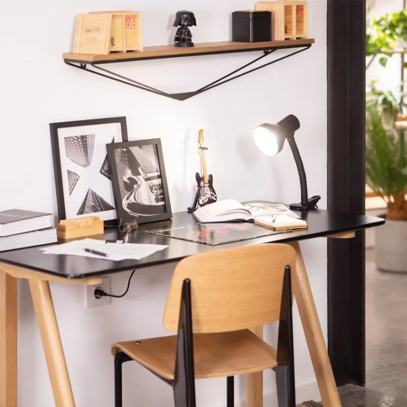 Lampe a pince noire de table bureau enfant ampoule led E27