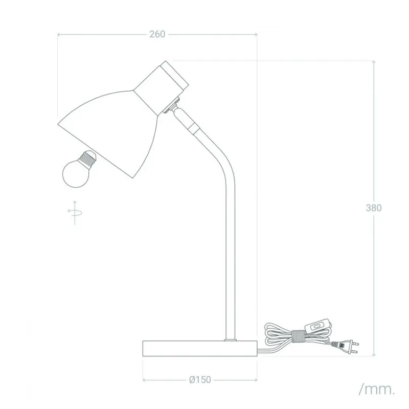 Lampe de table culot e14 style retro blanc ou noir