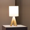 Lampe de table culot e14 PIED BOIS ET ABAT-JOUR rond