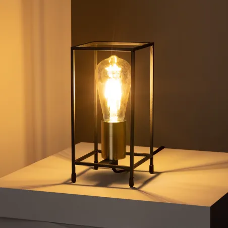 Lampe sur pied table aluminium noir culot e27