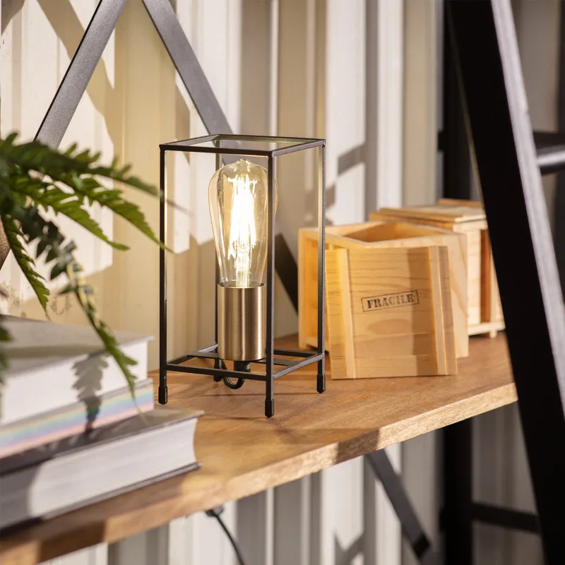 Lampe sur pied table aluminium noir culot e27