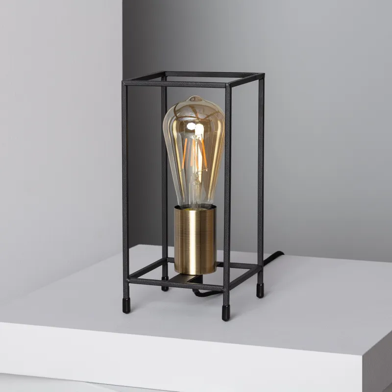 Lampe sur pied table aluminium noir culot e27