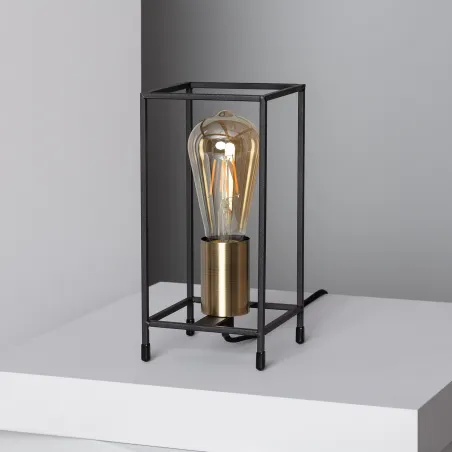 Lampe sur pied table aluminium noir culot e27