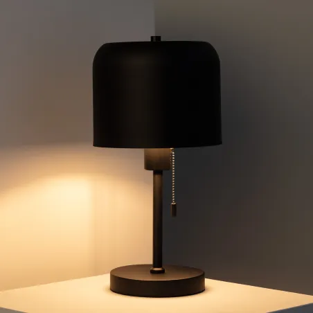 Lampe a poser de table métal noir culot e27