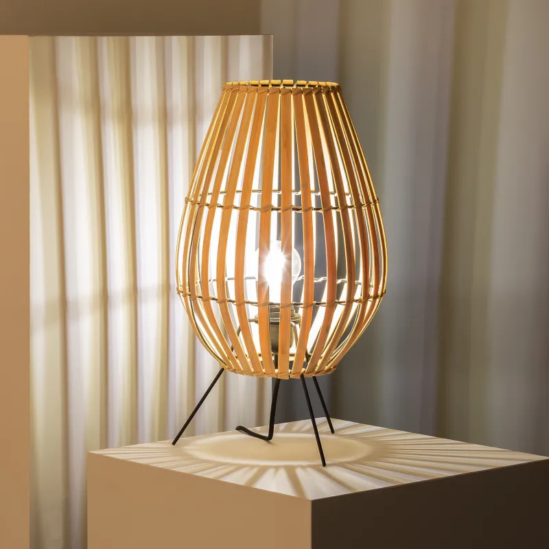 lampe de table bambou culot e27 style cage