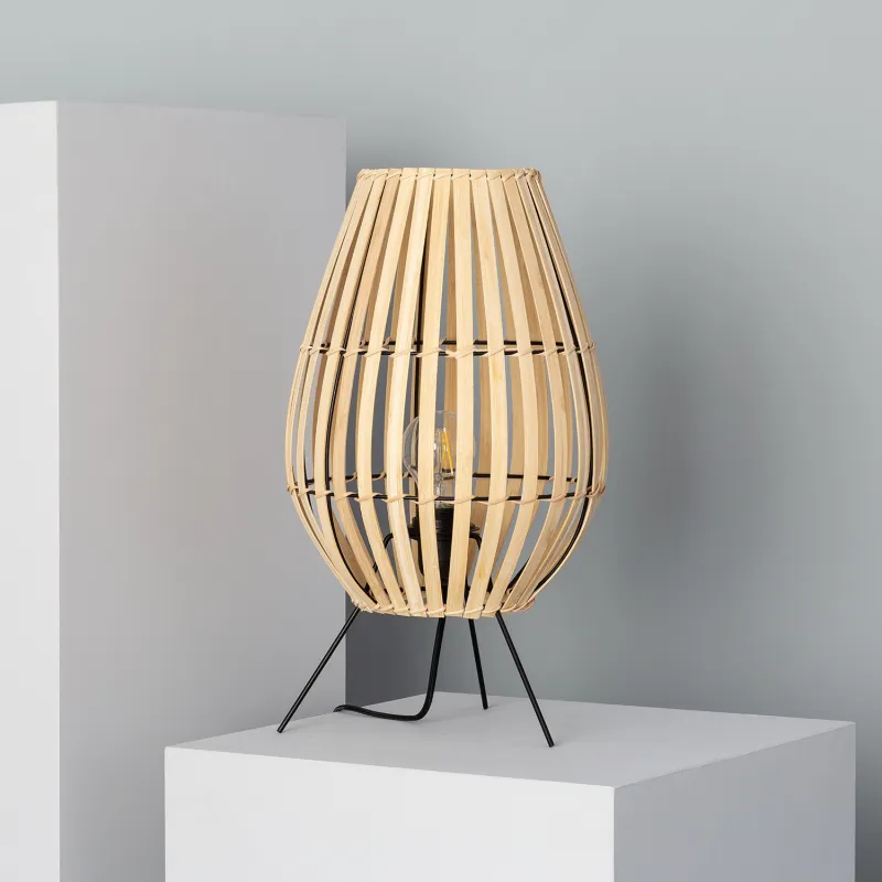 lampe de table bambou culot e27 style cage