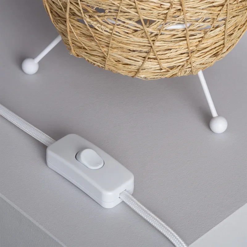 Lampe sur pied métal forme panier bois culot e27