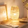 Lampe sur pied métal forme panier bois culot e27