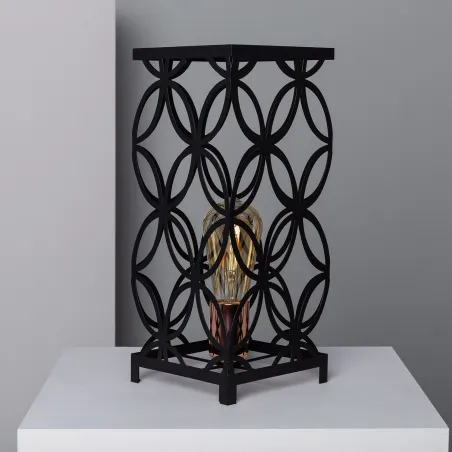 Lampe sur pied table aluminium noir culot e27