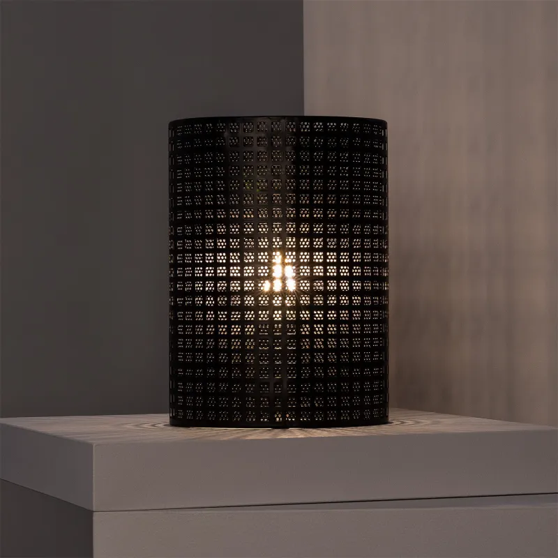 Lampe de table noire culot e27 style cylindre