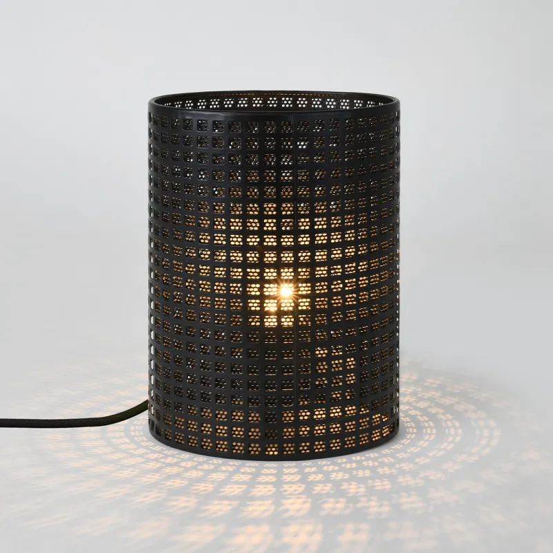 Lampe de table noire culot e27 style cylindre