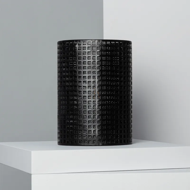 Lampe de table noire culot e27 style cylindre
