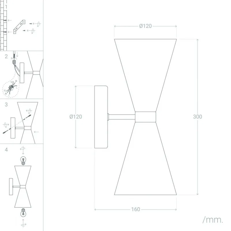 applique-murale-double-cones-blanc-culot-e27