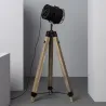 Lampadaire a poser trépied bois et métal noir douille culot e27