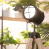 Lampadaire a poser trépied bois et métal noir douille culot e27