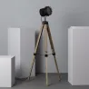 Lampadaire a poser trépied bois et métal noir douille culot e27