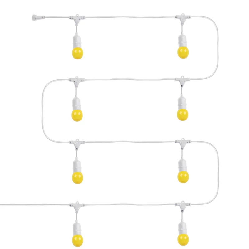 Guirlande blanche guinguette fêtes foraine 5.5m-ip65 + 8 ampoules led 3w couleurs