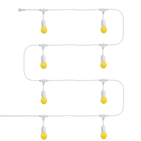 Guirlande blanche guinguette fêtes foraine 5.5m-ip65 + 8 ampoules led 3w couleurs